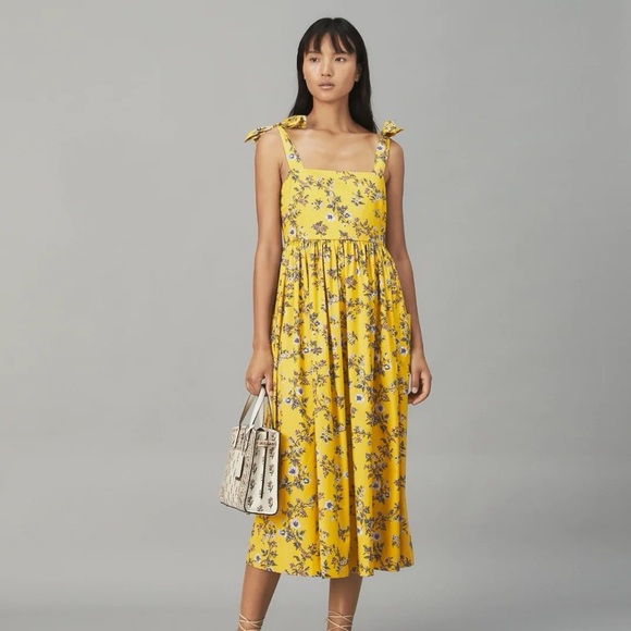 tory burch printed tie shoulder dress